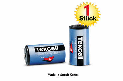 Tekcell 26500 3,6V 8500mAh Li-SOCl2 Batterie Bobbin Typ -55 +85°C UL/RoHS