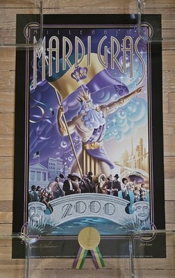 *SALE*Signed Lithograph* 2000 NOLA Mardi Gras ''Millennium Bridge'' 25.5''x15.5''