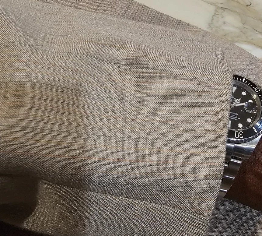 Jaqueta Blazer Vintage Christian Dior Bege Listrada Dupla Ventilação Mistura de Lã 40R - Imagem 4 de 4