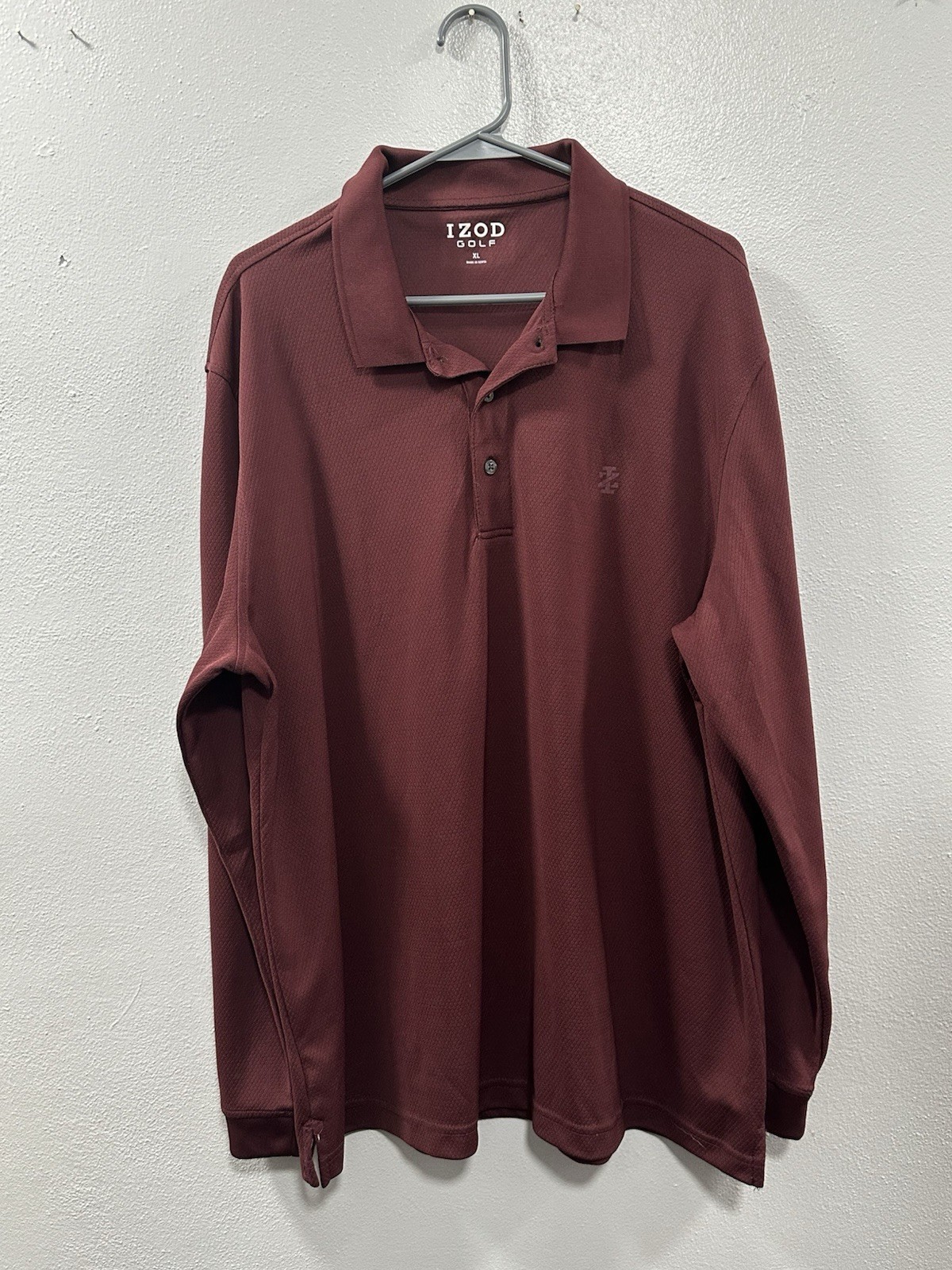 Xl Maroon Long Sleeve Polo Shirt Collared Button Knit