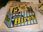 Vintage 1950s Drink Hires Root Beer Paper Sign