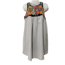Altar'd Embroidered Floral Sleeveless Dress Striped Boho Cottagecore M