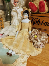 Antique German China Head Doll 12.6 in 32cm 7 Original Accessories  Clothing Me