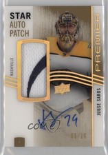 2023-24 Upper Deck Premier Acetate Star Gold /10 Juuse Saros #AV-JS Patch Auto