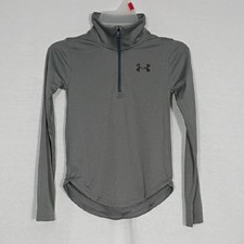 NWT Under Armour Girls Gray Velocity 1/2 Zip Loose Fit Long Sleeve Top Sz Small