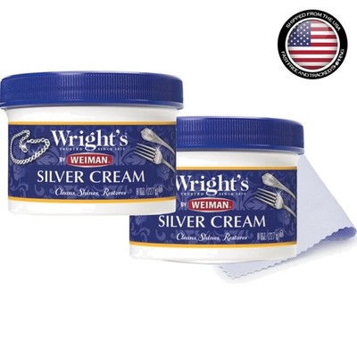 8 oz. Concentrated Silver Cleaner Cream with Polishing Cloth - 2 Pack Set