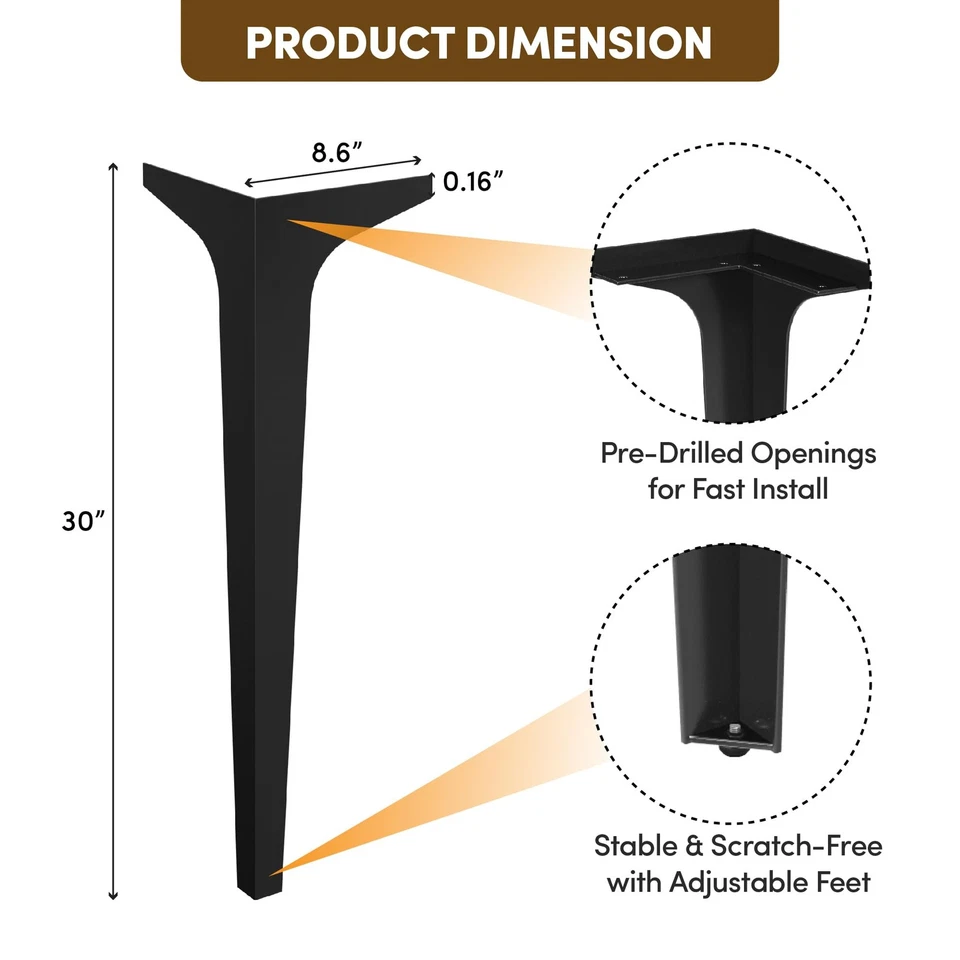 Pata de mesa de comedor de pala patas de metal modernas y minimalistas para proyecto de mesa hágalo usted mismo... Foto 3 de 4