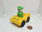 Vintage Fisher Price little people yellow TAXI cab car w/green man driver