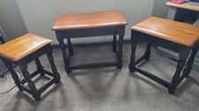 Solid Oak Nest of Tables 1950s Vintage Priory / Old Charm