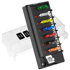 Luney 12V Marine Fuse Block, 6 Circuits Blade Marine Fuse Panel with LED Indi...
