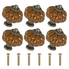 6 Pack Ceramic Knobs Pumpkin Ceramic Cabinet Drawer Knobs Light Brown