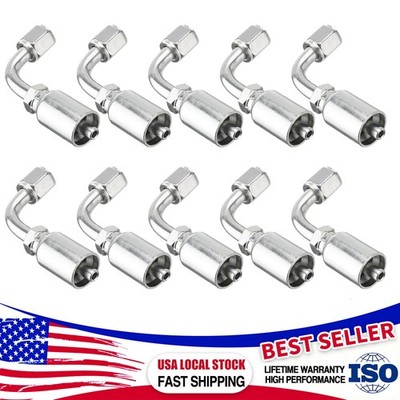 10X Carbon Steel 90° Hydraulic Hose End Elbow 1/4'' Hose x 1/4'' JIC 37° Female