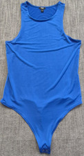 Express Body Contour Bodysuit womens M royal blue sleeveless thong snaps stretch