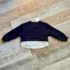 NEW Zara kids cropped contrast sweater size 6/7 navy and white