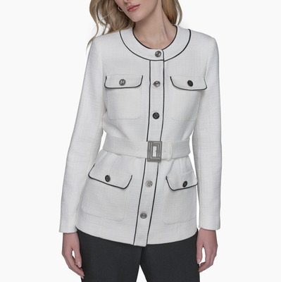 Karl Lagerfeld Paris Belted Patch-Pocket Jacket MSRP $229