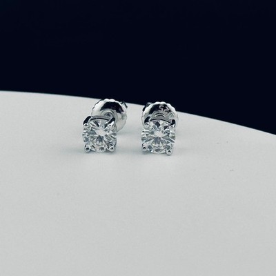 Ohrstecker 1,5 kt Rundschliff Zertifiziert Moissanit 14 K Weißgold 6 mm Schraubverschluss