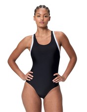 Image of Speedo Colourblock Racerback Swimsuit - Black/White