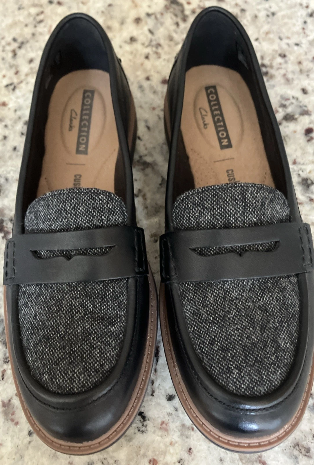 Mocassino Clarks pelle Raisie Eletta Penny donna 6 scarpe nere slip on NUOVO