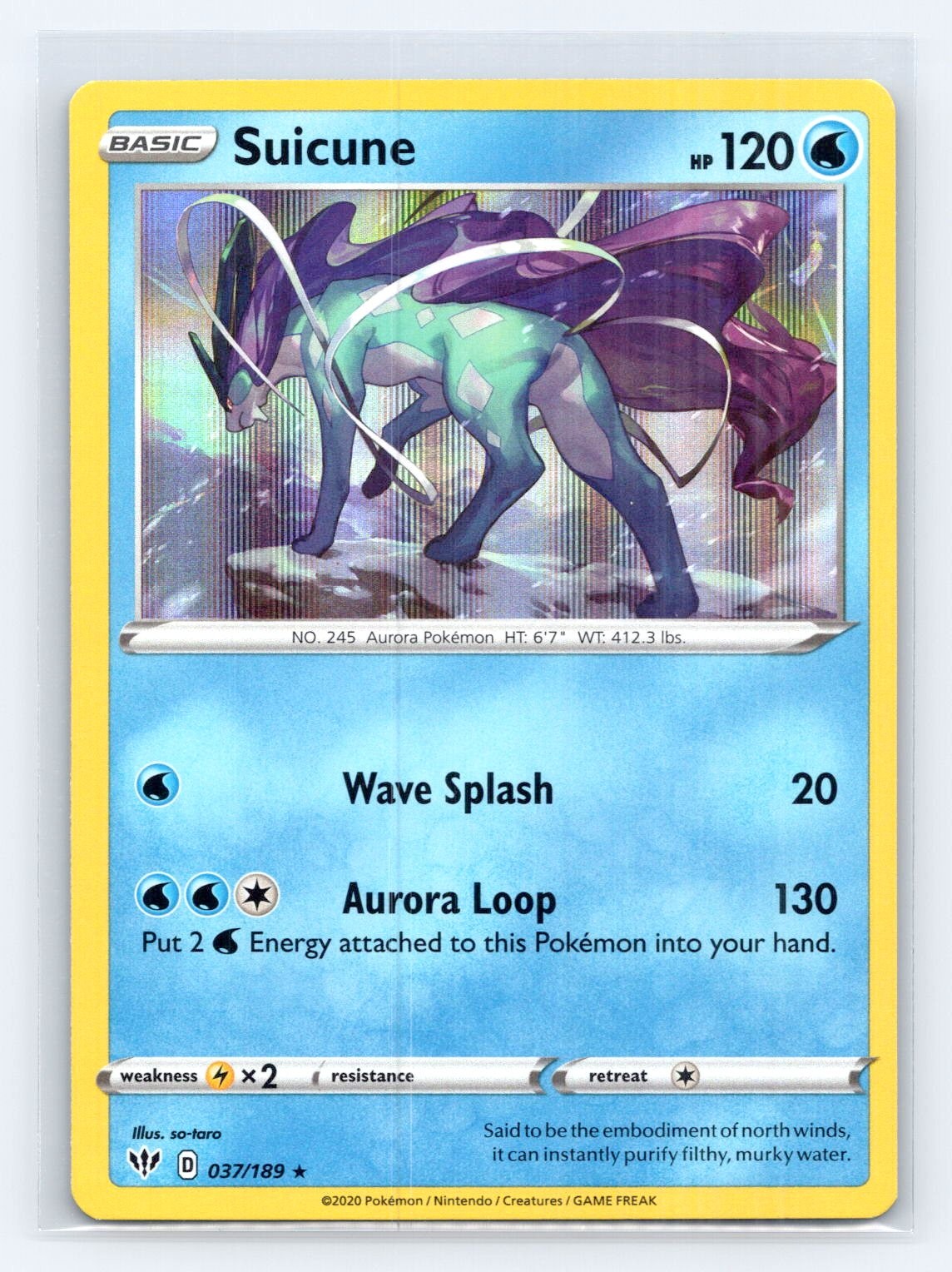 Suicune Holo Rare SWSH03: Darkness Ablaze 037/189 NM