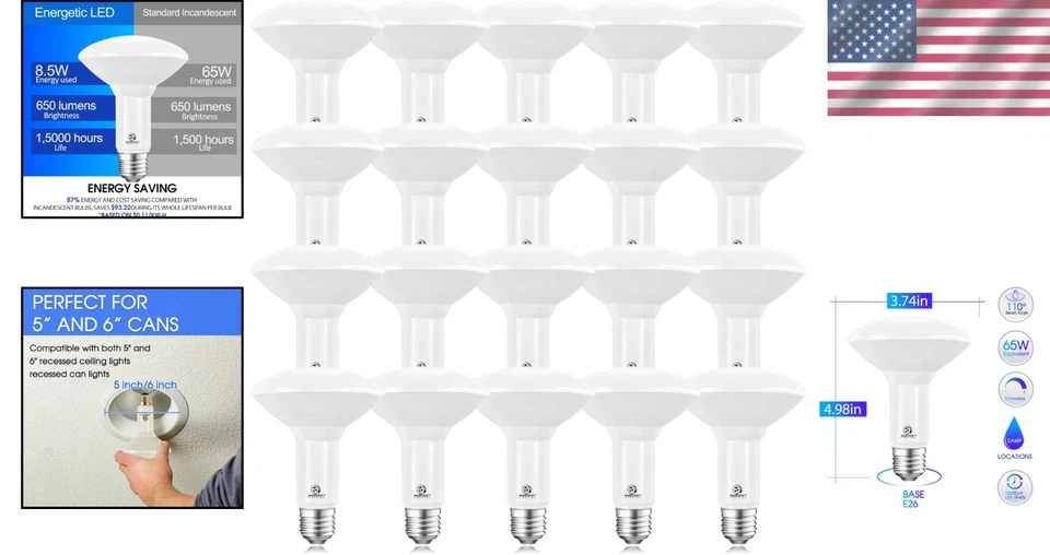 Dimmable LED Flood Light Bulbs 650 Lumens, 20 ct - Image 2 of 4