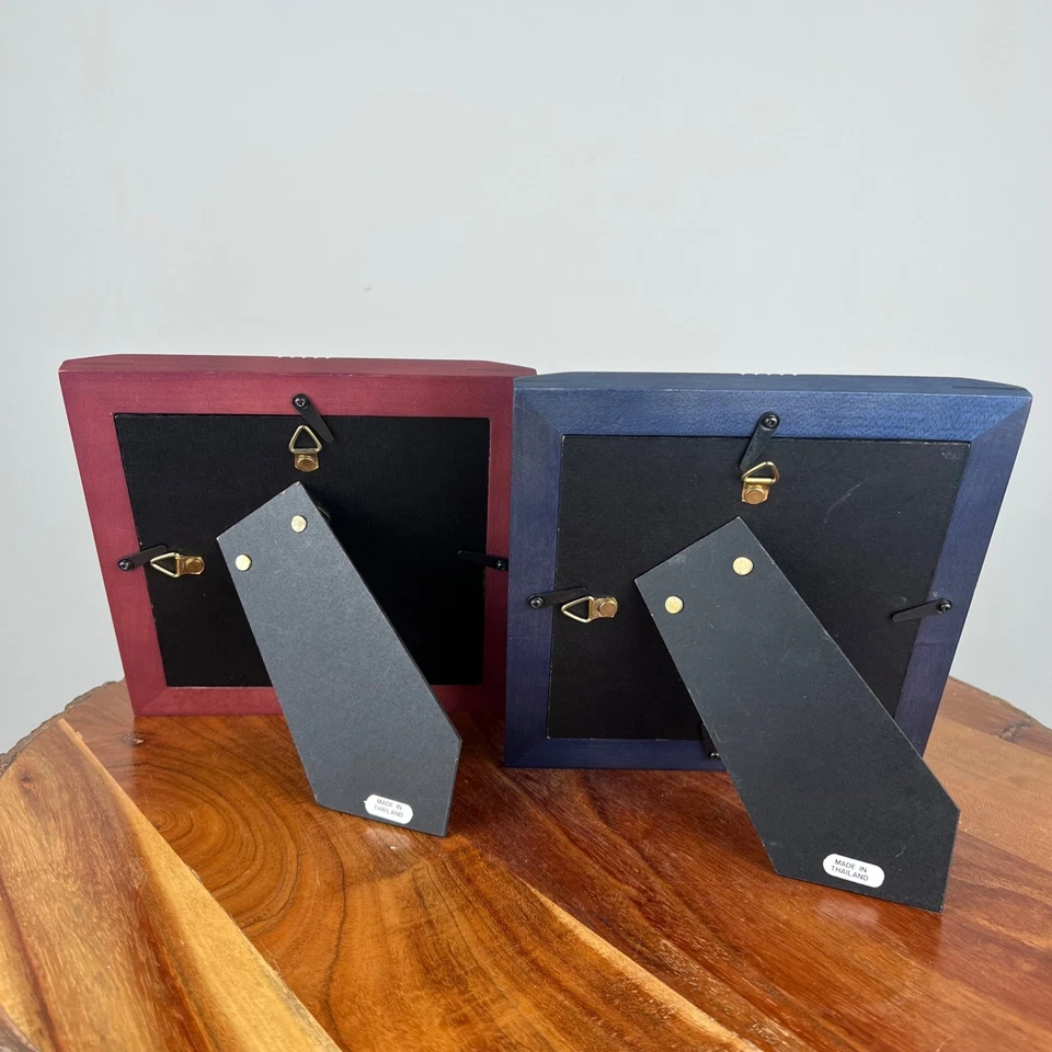 Juego de 2 marcos de madera acanalados vintage 5x5, Loui Michel Cie Foto 3 de 4