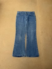 Vintage 70  s Levi  s 646 Orange Tab Bellbottom Flare Faded Denim Jeans Size 32x29