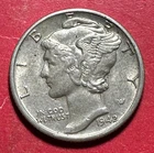 1942D US Mercury SILVER Dime "Denver" Mint! XF! Old US Coin