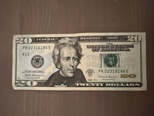 2017A US $20 Federal Reserve Note PK02316186E Low Serial Number Circulated