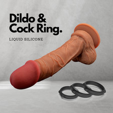 8.1inch Realistic Liquid Silicone Dildo and 3pcs Silicone Cock Rings Set
