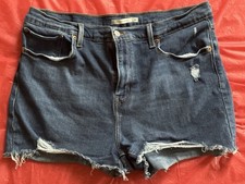 Levi's High Waisted Mom Shorts Womens 34 Blue Denim High Rise Distressed