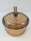 Vintage Corning Pyrex Vision Ware Amber 1.5 Liter Covered Saucepan With Lid