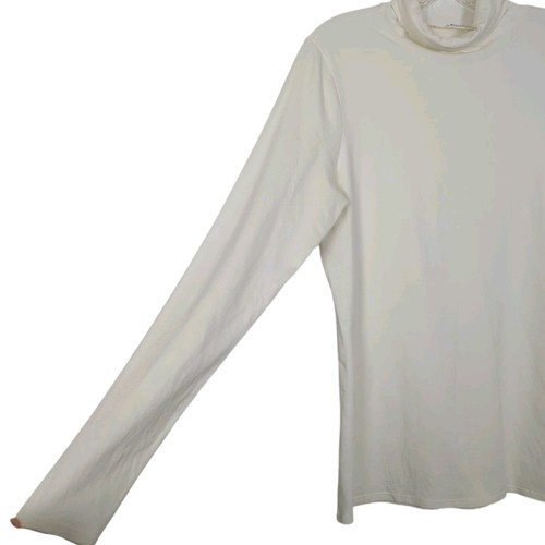 Peruvian Connection Womens Cream Turtleneck Top size Large Long Sleeve Cotton - Picture 3 of 9
