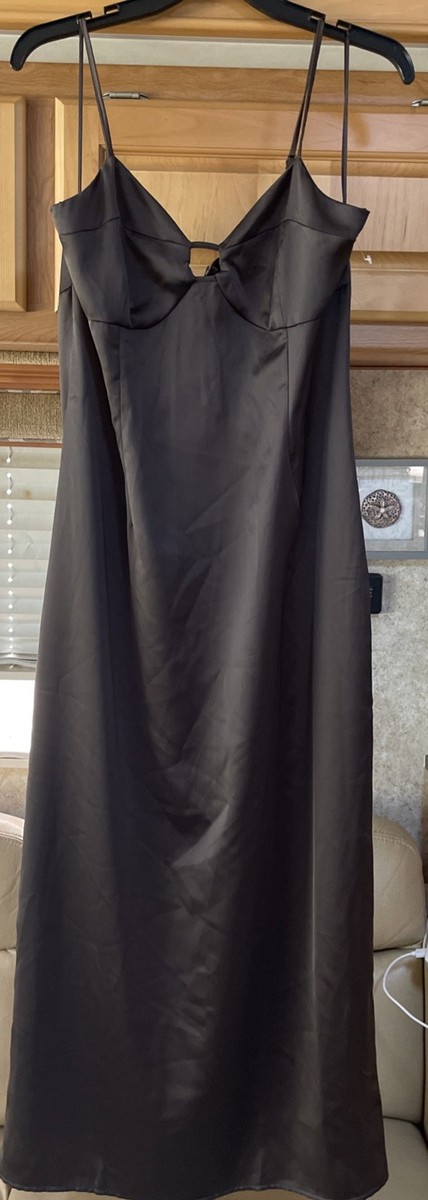 Camila Coelho Satin Sleeveless Long Dress Brown Size Size L NWT  | eBay