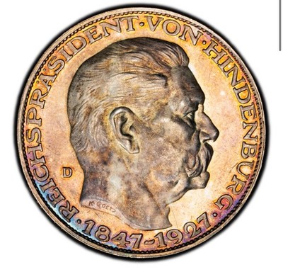 1927-D Germany (Karl Goetz) 5 Mark Hindenburg Silver Medal-PCGS