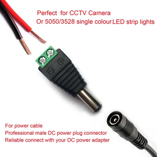 10 Pairs 12V DC Power Jack Plug Adapter for CCTV Security Camera LED Strip - Picture 2 of 9