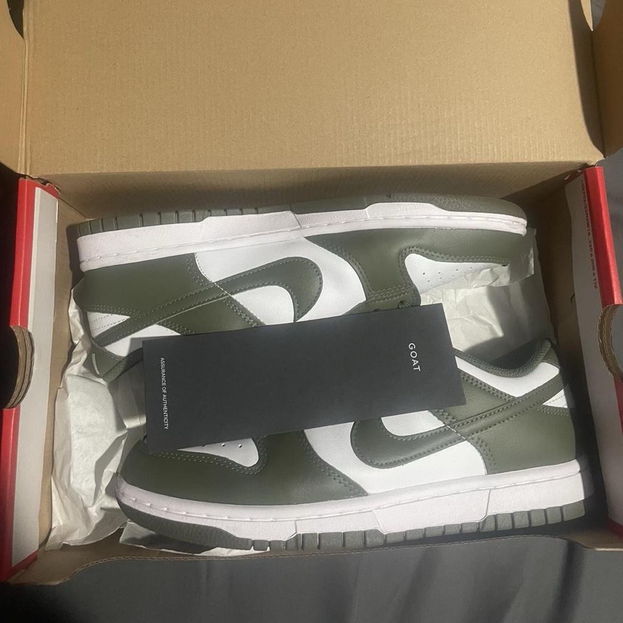 Nike Dunk Low Medium Olive White Leather Women's Sneaker DD1