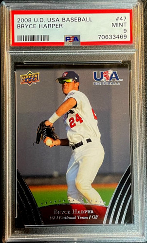 2008 Upper Deck USA Baseball Bryce Harper RC #47 PSA 9 MINT 16U Team, Phillies