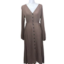 Grade & Gather brown shirtdress, transitional, minimalist, neutral, effortless