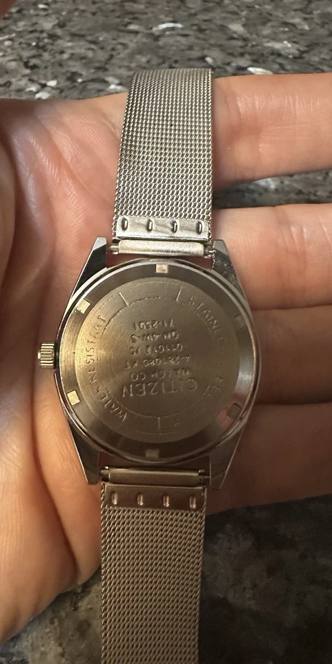 Citizen Automatic Watch 21 Jewels Black Dial Vintage Man-Made Japan.  Mesh Band - Image 2 of 3