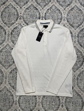 Ted Baker London Popcorn Stripe Egret White Long-Sleeve Polo Shirt Mens M 165 