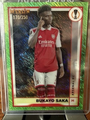 22-23 Topps Merlin Club  - Bukayo Saka #12 Neon Green Shimmer Refractor /350