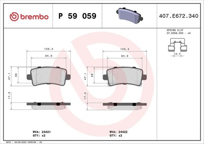 Bremsbelag Satz Bremsscheibe Scheibenbremse für Opel 2008-> Hinten P59059