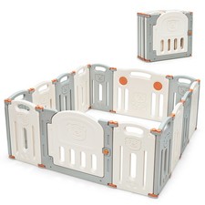 Costway Foldable Baby Playpen 14 Panel Activity Center Safety w/ Lock Door