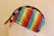 CYCLING CAP RAINBOW PRIDE 100% COTTON HANDMADE IN USA M L S