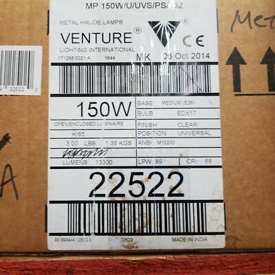 Venture Lighting 22522 Metal Halide 150W Protected Unv Burn E26 MP150/U/PS/732