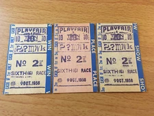1958 Playfair WA State Horse Racing Tote Betting Tickets, $10 Win-Place-Show Set