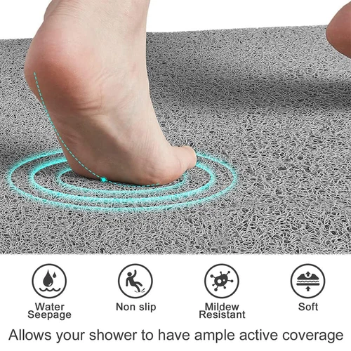 Loofah Shower Mat for Inside Shower Non-Slip Anti Mould PVC Bath Mat Quick Dry - Picture 9 of 15