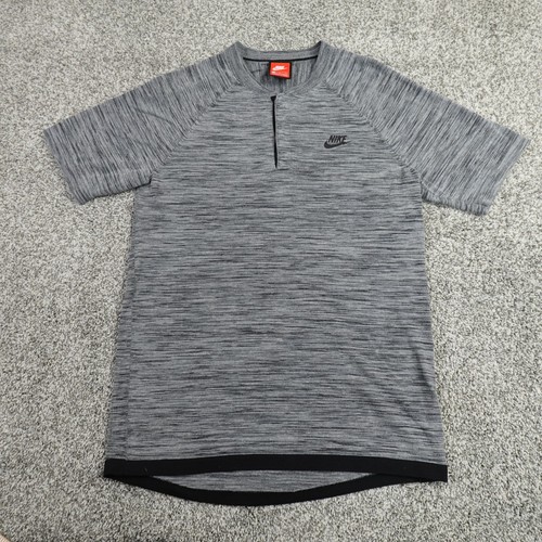 Nike Polo Shirt Mens S Gray Swoosh Sportwear Tech Knit Blade Tennis Golf Preppy