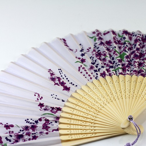 Holzfächer "Orchidee", chinesischer Handfächer, Taschenfächer, Klappfächer - Bild 7 von 8