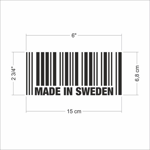 MADE IN SWEDEN BARCODE DECAL STICKER VOLVO CAR VAN JDM 6" 15cm